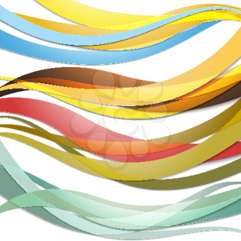 Set of Colored waves. Abstract vector template design.