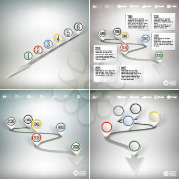 Timelines set with pointer marks. Infographics for business design and website templates.