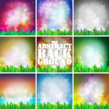 Set of abstract background with grass vector illustration. Vector design for print or web.