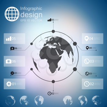infographic with unfocused background and icons set for business design vector.