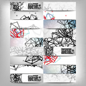 Big banners set, science backgrounds, molecule and communication backgrounds. Conceptual vector design templates. Modern abstract banner design, business design and website templates.