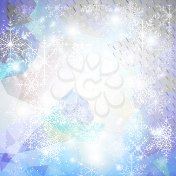 Winter background with snowflakes. Abstract winter design and website template, abstract triangle pattern vector.
