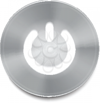 Metal power button with white light vector.