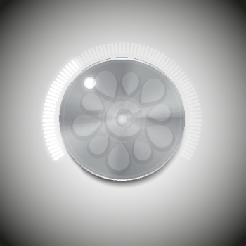 Volume button with metal texture and neon light scale vector.