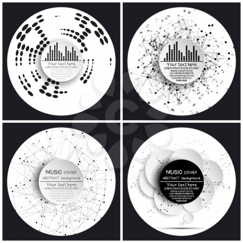 Set of 4 music album cover templates. Abstract vector backgrounds.