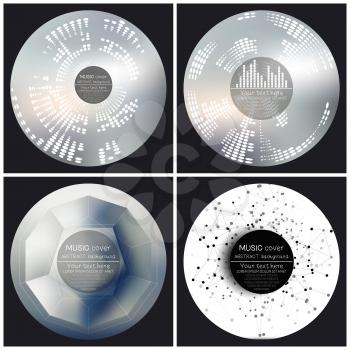 Set of 4 music album cover templates. Abstract vector backgrounds.