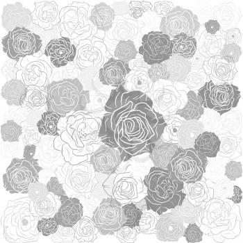 Hand drawn floral doodle background, abstract vector pattern.