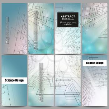 Set of modern vector flyers. Abstract vector background of digital technologies, cyber space.
