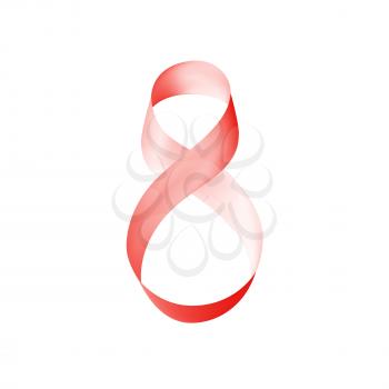 Symbol of red ribbon for 8 March. International Women's Day. Vector illustration.
