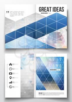 Set of business templates for brochure, magazine, flyer, booklet or annual report. Abstract colorful polygonal background with blurred image on it, modern stylish triangle vector texture. 