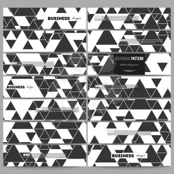 Set of modern vector banners. Triangular vector pattern. Abstract black triangles on white background