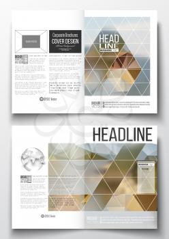 Set of business templates for brochure, magazine, flyer, booklet or annual report. Colorful polygonal backdrop, blurred background, modern stylish triangle vector texture.