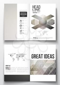 Set of business templates for brochure, magazine, flyer, booklet or annual report. Microchip background, electrical circuits, science design vector template. 