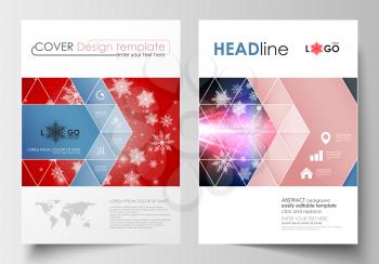 Business templates for brochure, magazine, flyer, booklet or annual report. Cover design template, easy editable blank, abstract flat layout in A4 size. Christmas decoration, vector background with sh