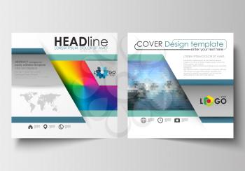 Business templates for square design brochure, magazine, flyer, booklet or annual report. Leaflet cover, abstract flat layout, easy editable blank. Abstract triangles, blue triangular background, mode
