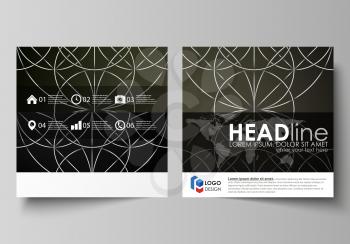 Business templates for square design brochure, magazine, flyer, booklet or annual report. Leaflet cover, abstract flat layout, easy editable vector. Celtic pattern. Abstract ornament, geometric vintag