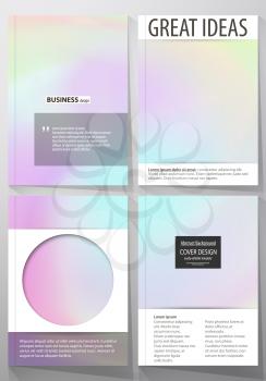 Business templates for brochure, magazine, flyer, booklet or annual report. Cover design template, easy editable vector, abstract flat layout in A4 size. Hologram, background in pastel colors with hol