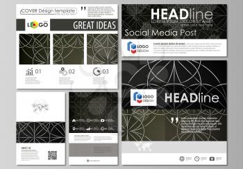 Social media posts set. Business templates. Easy editable abstract flat design template, vector layouts in popular formats. Celtic pattern. Abstract ornament, geometric vintage texture, medieval class