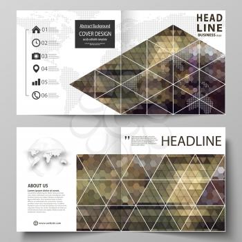 Business templates for square design bi fold brochure, magazine, flyer, booklet or annual report. Leaflet cover, abstract flat layout, easy editable vector. Abstract multicolored backgrounds. Geometri