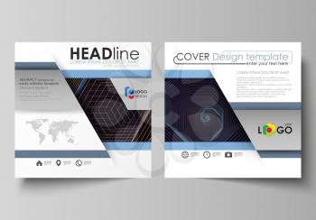 Business templates for square design brochure, magazine, flyer, booklet or annual report. Leaflet cover, abstract flat layout, easy editable vector. Abstract polygonal background with hexagons, illusi