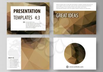 Set of business templates for presentation slides. Easy editable abstract vector layouts in flat design. Beautiful background. Geometrical colorful polygonal pattern in triangular style