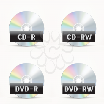 The CD-DVD disc icon set on the white background