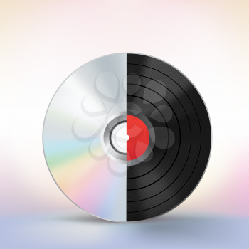The evolution of the music disc on a colored mesh background