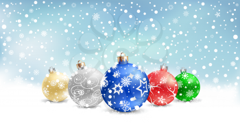 The multicolored christmas mesh baubles and textarea on the blue mesh background