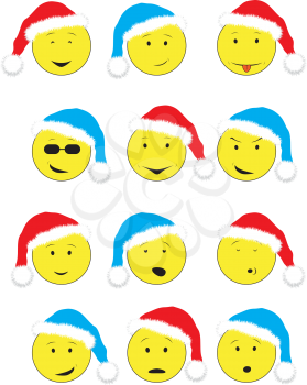 Christmas cartoon emotions smiley isolated on the white background