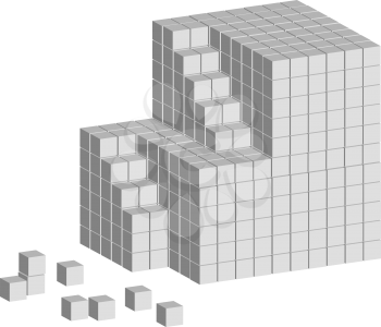 Constructed ladder of abstract cubes on white background