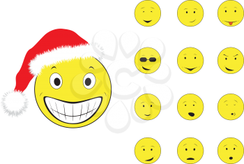New year's cartoon emotions smiley isolated on the white background