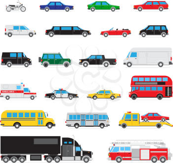 The collection of simple and different kinds and types of cars