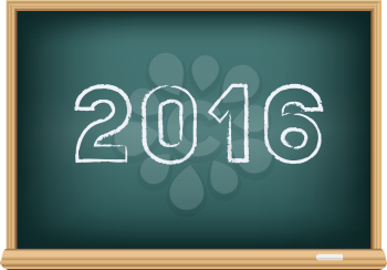 The blackboard 2016 isolated on white background. Education time.