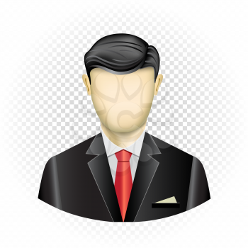 Human template businessman with no face isolated on transparent background. Easy to insert any face from photo or draw emotion. Oval userpic icon for social networks