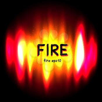 Fire blurred radiance with text message on dark black background. Burn flame bright backdrop