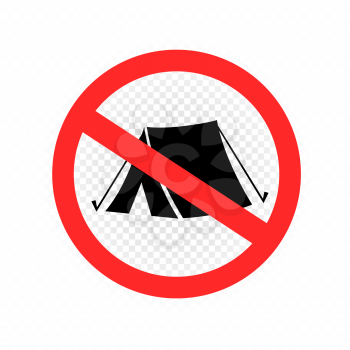 No camping set sign icon on white transparent background. Forbidden camp tent symbol