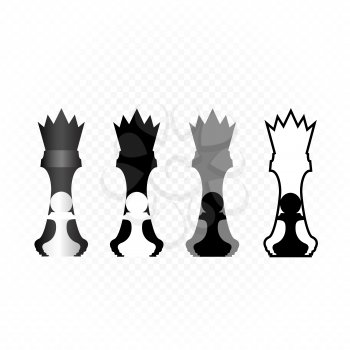 King stands behind pawn illustration on white transparent background