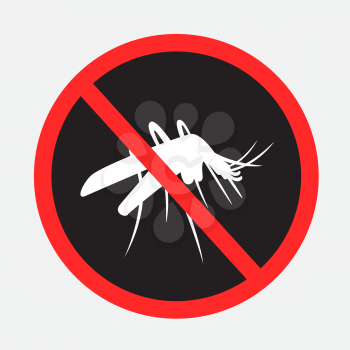 Anti mosquito sticker dark sign on gray background. Stop insect infection symbol