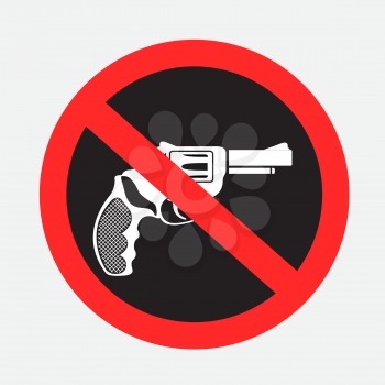 Entry with gun prohibited sign isolated on gray background. No weapon area dark symbol