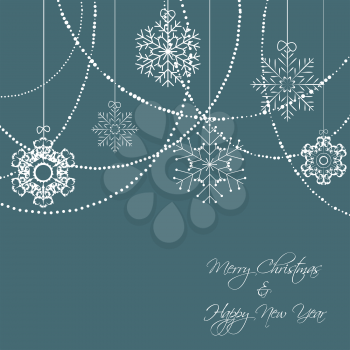 Christmas Snowflakes Blue Background Vector Illustration EPS10