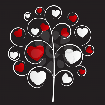 Beautuful Heart Tree Vector Illustration on Black Backgrouund EPS10