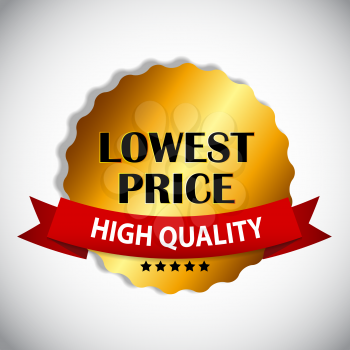 Gold Lowest Price Label Vector Illustration EPS10