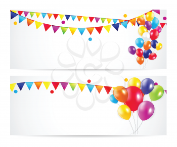 Colored Balloons Card Banner Background, Vector Illustration.  EPS 10