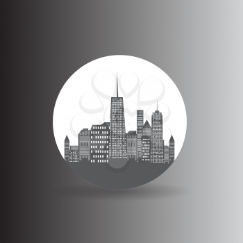 City Icon. Isolated on Gray Background. Vector Illustration EPS10