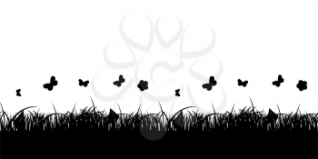 Seamless Pattern Flower and Grass Banner. Vector Illustration. EPS10