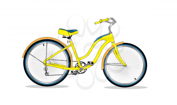 Yellow Retro Bicycle Background Vector Illustrator. EPS10