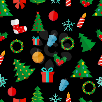 Happy New Year and Marry Christmas Seamless Pattern Background EPS10