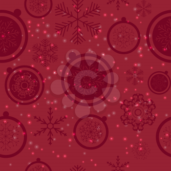 Seamless Snowflakes on Red Background. Vector Illustration.