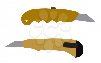 Cutter Knifes. Isolated on White Background. Vector Illustration. Eps10
