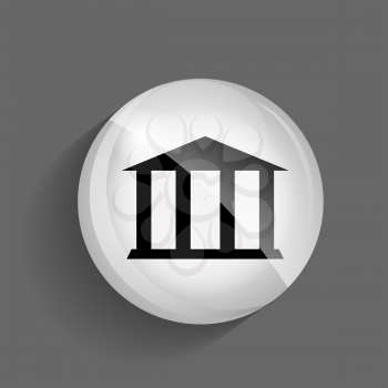 Museum Glossy Icon Vector Illustration on Gray Background. EPS10.